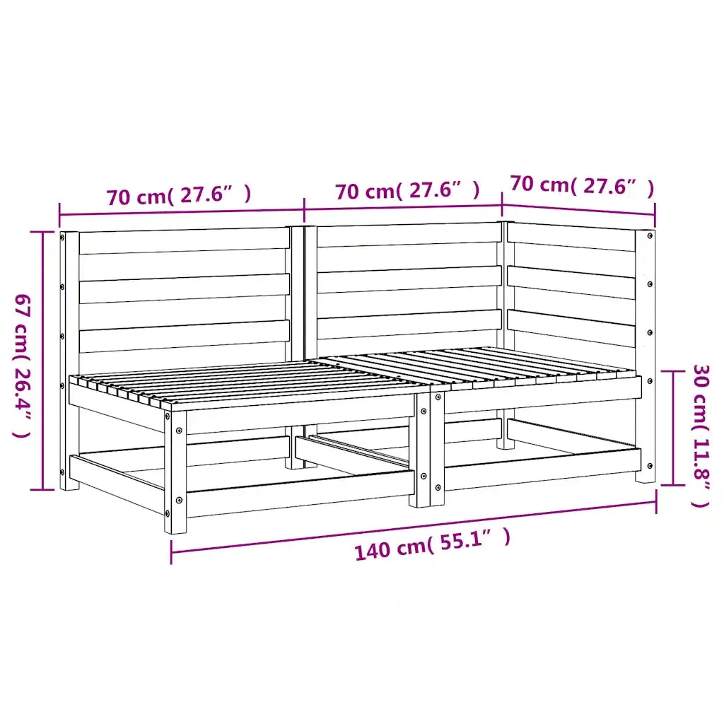 Divano da Giardino a 2 Sedute in Legno Impregnato di Pino 837948