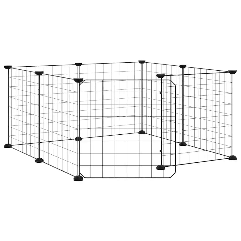 Gabbia per Animali 8 Pannelli con Porta Nero 35x35 cm Acciaio cod mxl 75276