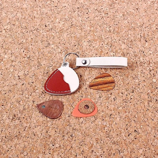 Cassa per Plettro in Pelle - Supporto per Chitarra - 3 Pezzi - Leggero - Finitura Elevata - Accessorio Chitarristico