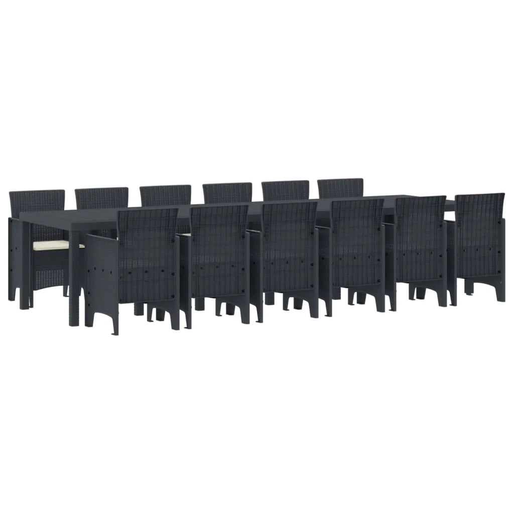 Set da Pranzo per Giardino 13 pcs Antracite Rattan Polt 3378776