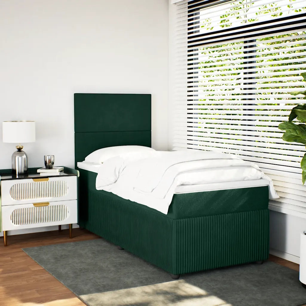 Giroletto a Molle con Materasso Verde Scuro 100x200 cm Velluto