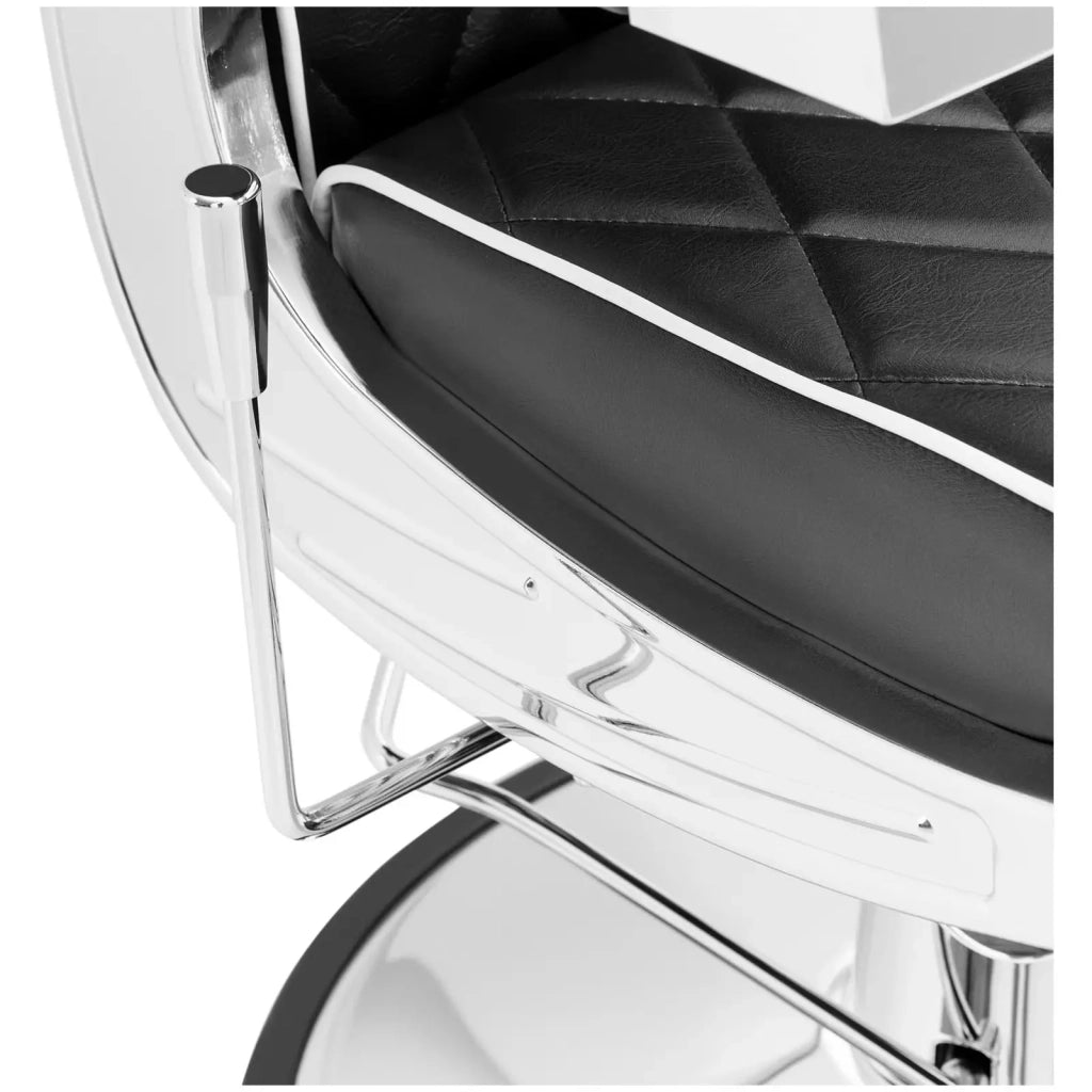 Poltrona professionale da parrucchiere con poggiatesta e poggiapiedi portata 150 kg reclinabile materiale sintetico nero 14_0008931
