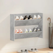 Scarpiera a Muro-Scaffale da Parete per Scarpe Grigio Cemento 80x18x60cm in Legno Multistrato