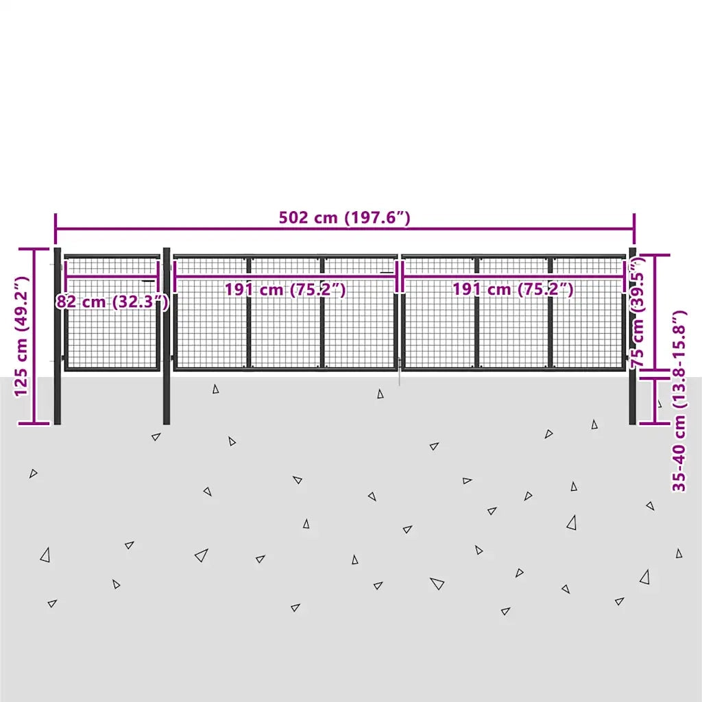 Cancello per Giardino in Acciaio 500x75 cm Antracite