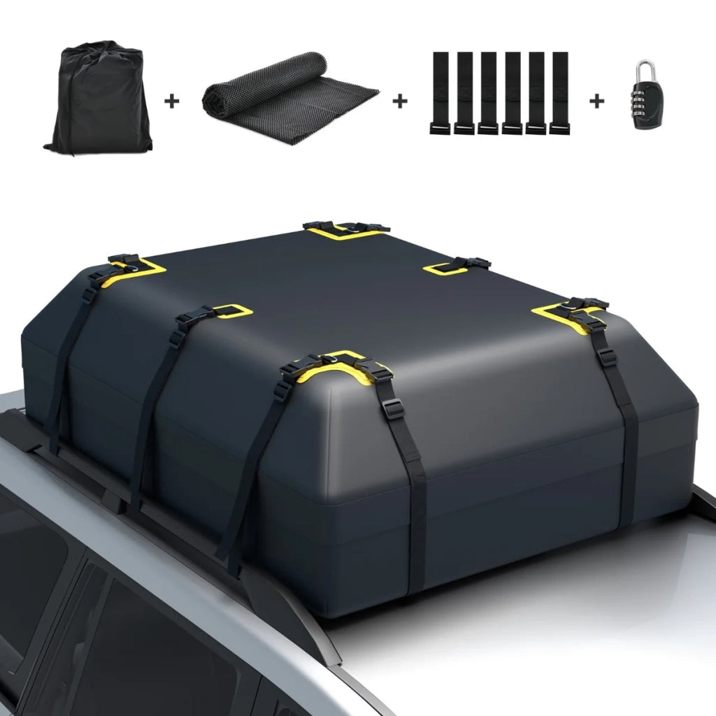 Portapacchi da tetto borsa impermeabile per auto 100 x 130 x 44 cm design antiscivolo viaggio campeggio in PVC nero 20_0018721