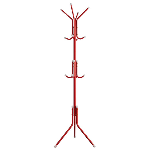Attaccapanni da Terra Salvaspazio 12 Ganci Stand Appendiabiti a Piantana Rosso