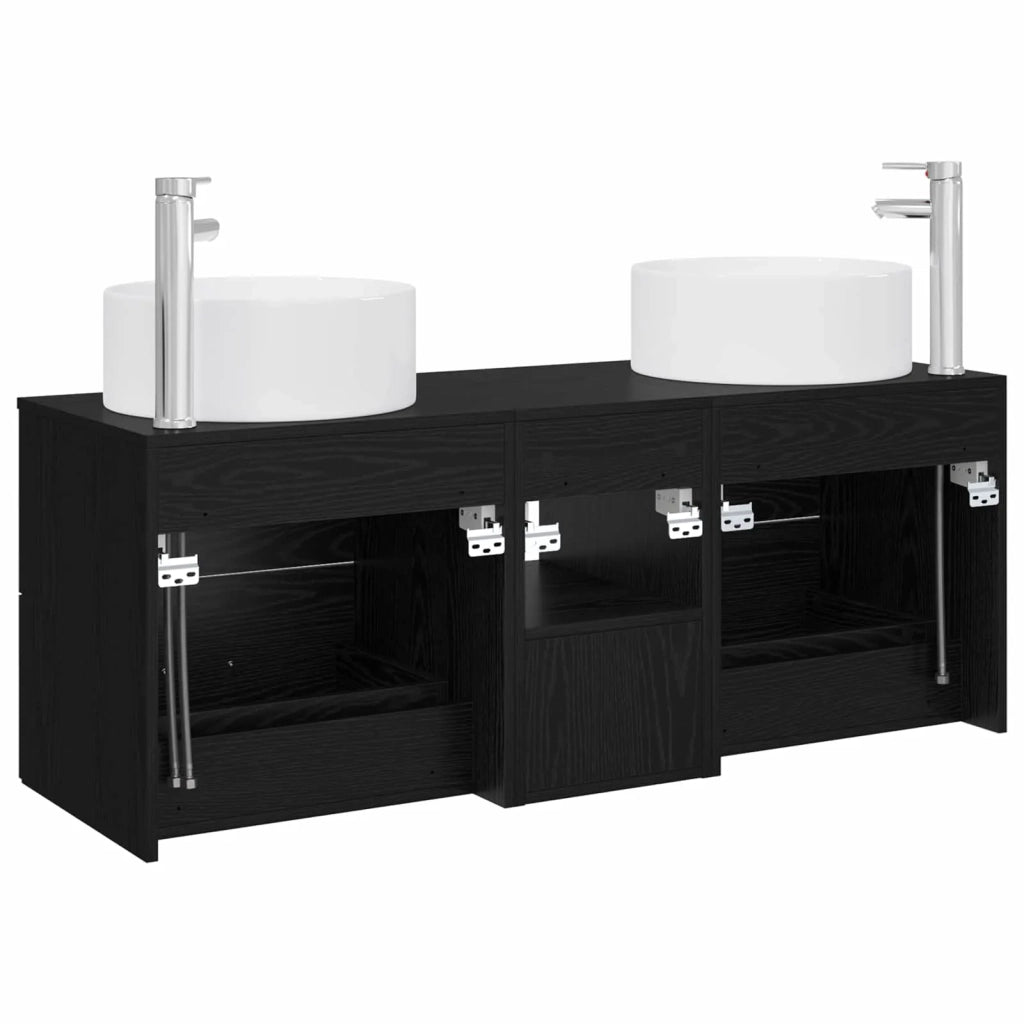 Set di mobili per il bagno 3 pz Nero 49,5 x 44,5 x 65,5 cm 3405948