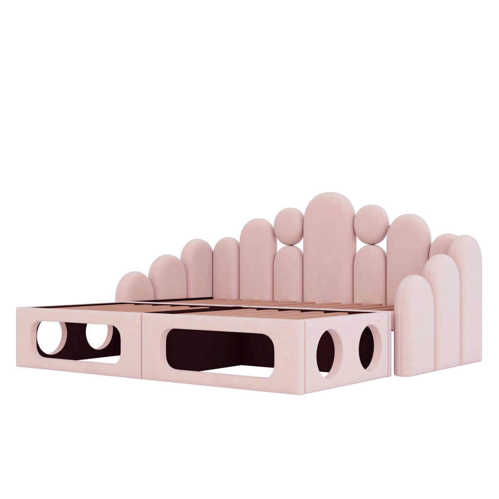 LETTO SOFA 180x200 cm In Velluto Rosa con letto per animali domestici