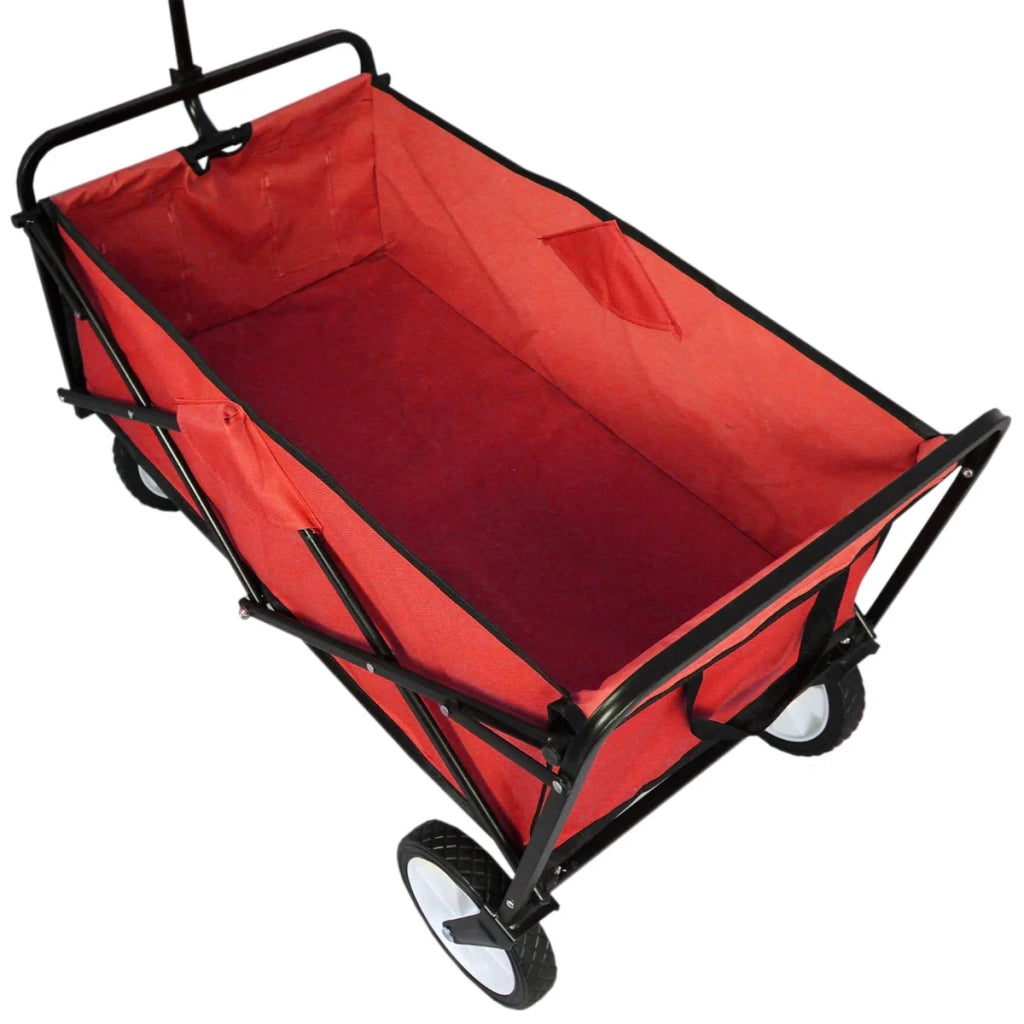 Carretto Carrello Giardinaggio Pieghevole Rimorchio Carriola da Giardino Rosso