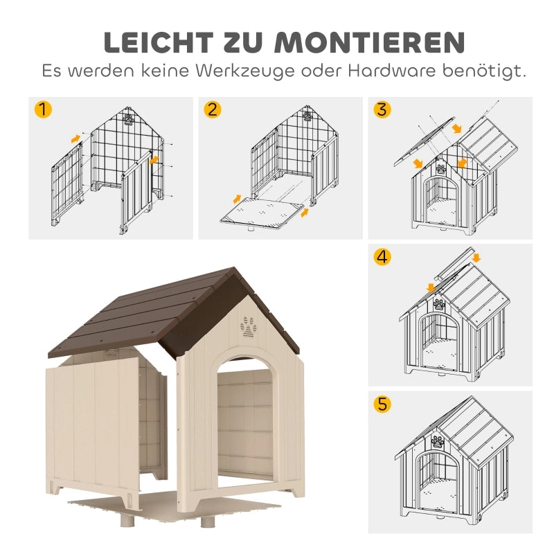 Cuccia per cani da esterno impermeabile 88 x 79 x 89 cm con tetto inclinato e ancoraggi