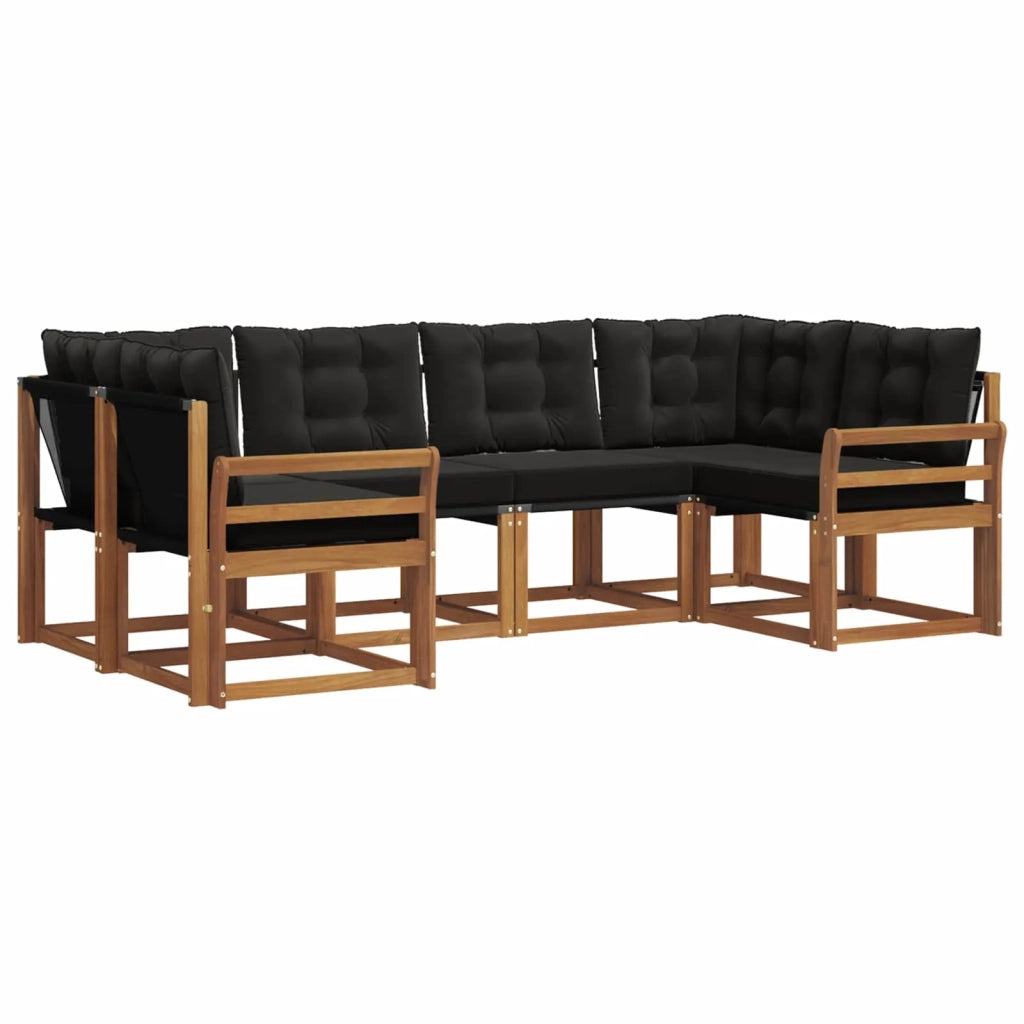Set di divani da esterno con cuscino 6 pcs Naturale e Nero 3369003