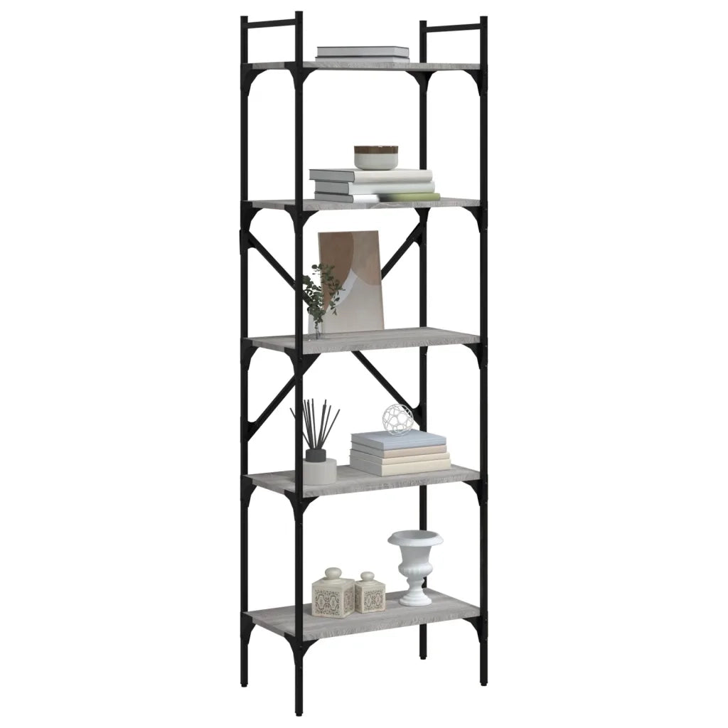 Libreria Grigio Sonoma 5 Ripiani 56x31,5x174 cm Multistrato 833346