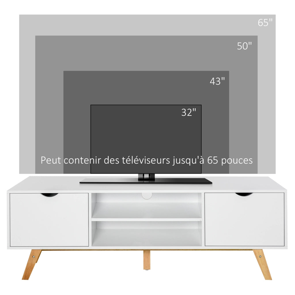 Mobile TV Moderno Scandinavo ¨C Zephmum ¨C Bianco Legno 150x39x50 cm