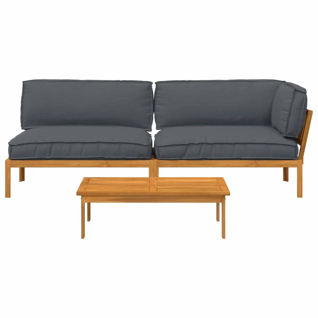 Set di divani 3 pcs Antracite Legno di Acacia Massello