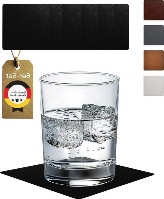 Set di supporti antiscivolo in pelle - nero - set da 6 pezzi