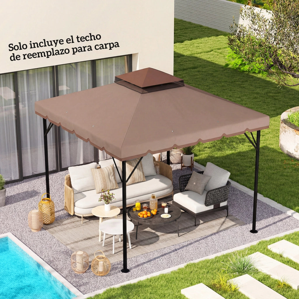 Toldo da giardino 3x3 m ¨C zephmum ¨C caqui, UPF 30+, con fori di drenaggio