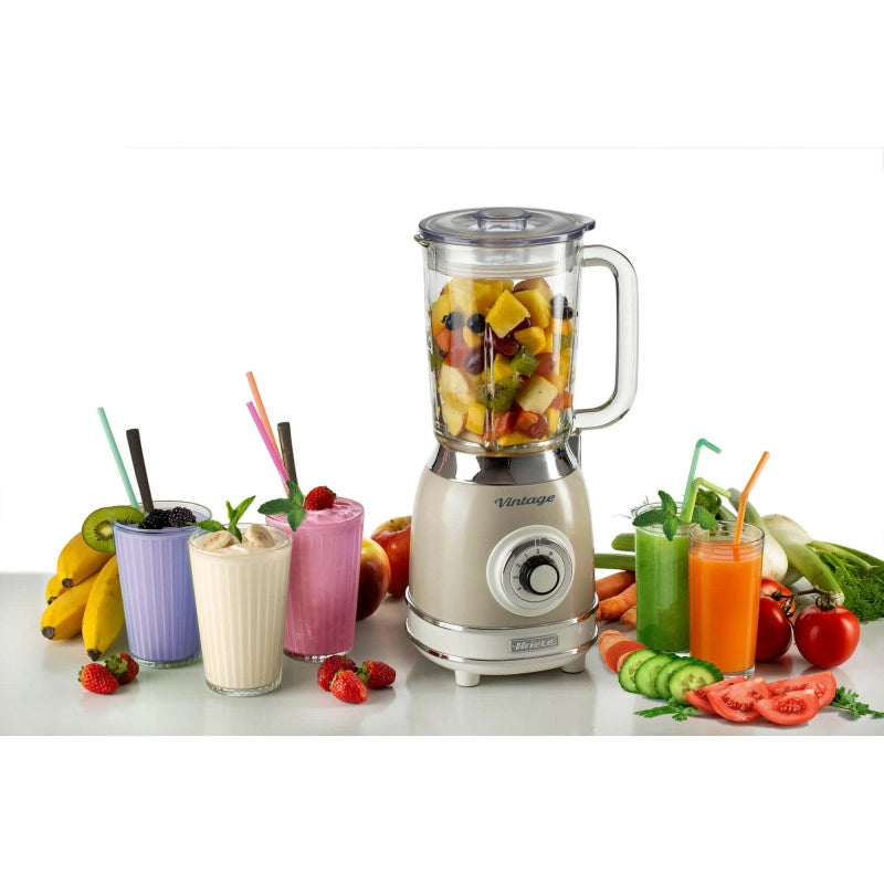 Frullatore Vintage - 1,5L Tazza in Vetro - 4 Lame Acciaio Inox - 1000W - Beige