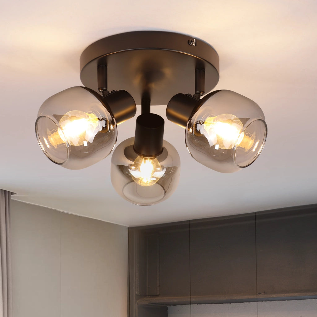 ZMH Faretto da soffitto neri 1 lampada E14 vetro fumé orientabili