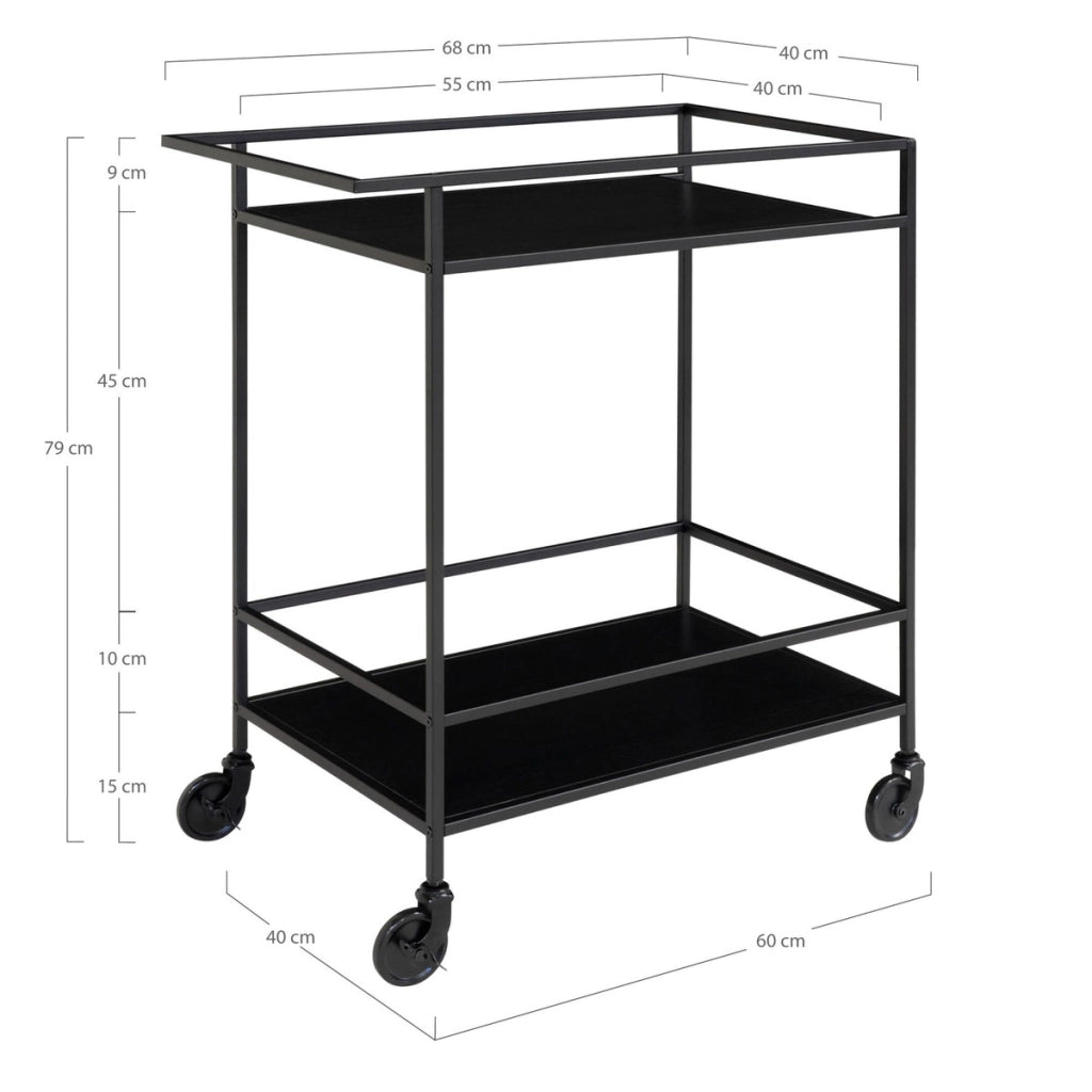 Carrello Vita, Nero, Metallo, 68x40x79 cm