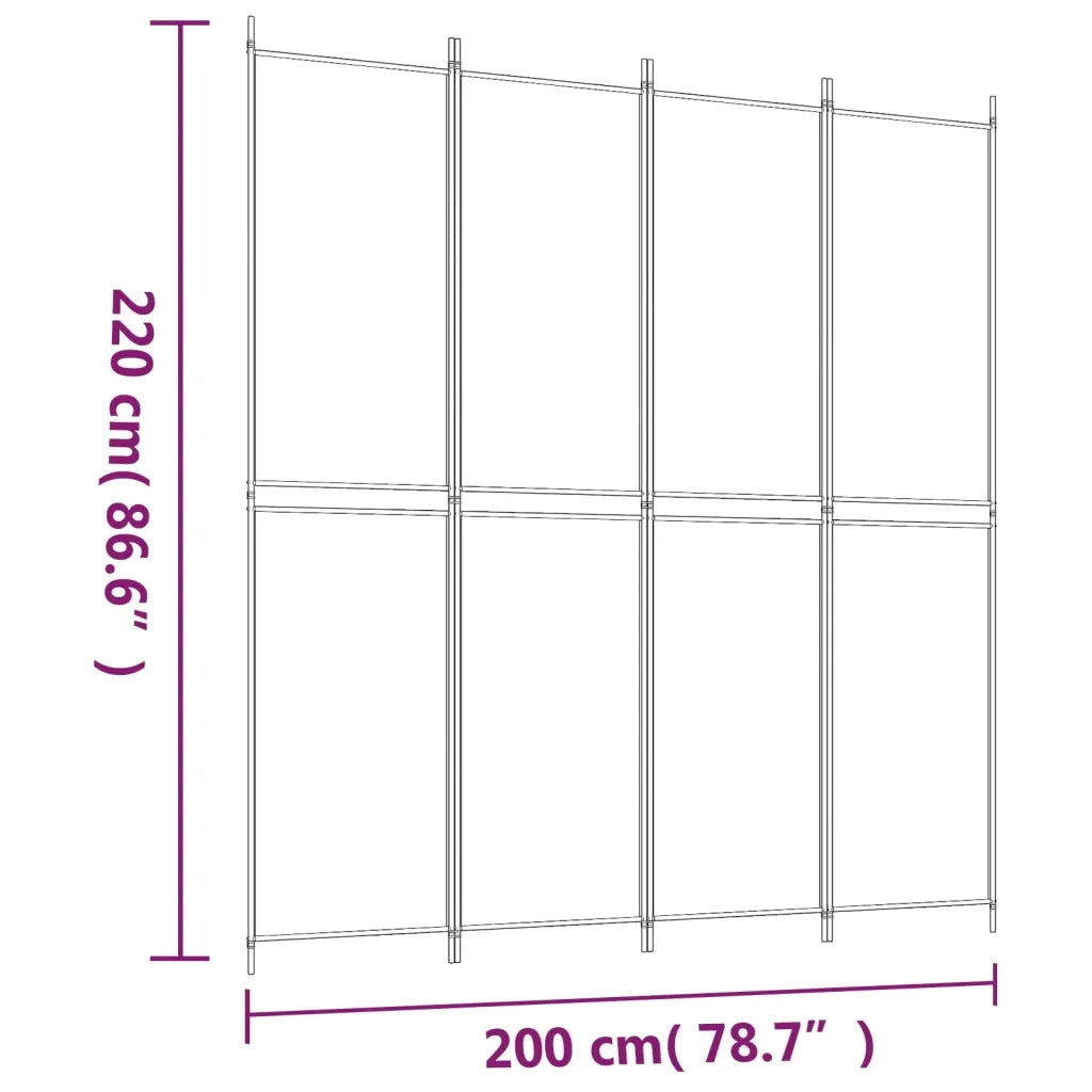 Divisorio a 4 Pannelli Bianco 200x220 cm Tessuto 350246