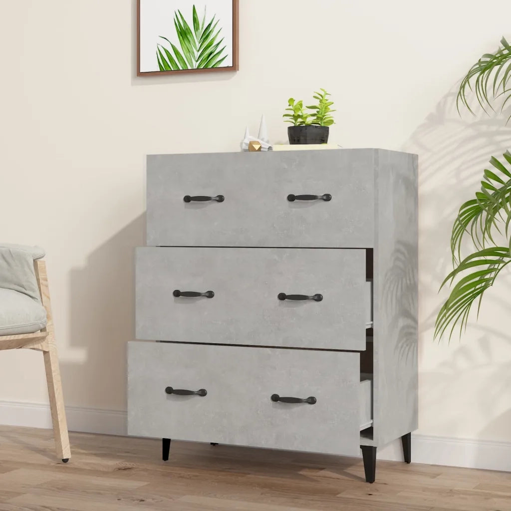 Credenza-Buffet-Armadio da cucina Grigio Cemento 69,5x34x90 cm in Legno Multistrato 432176