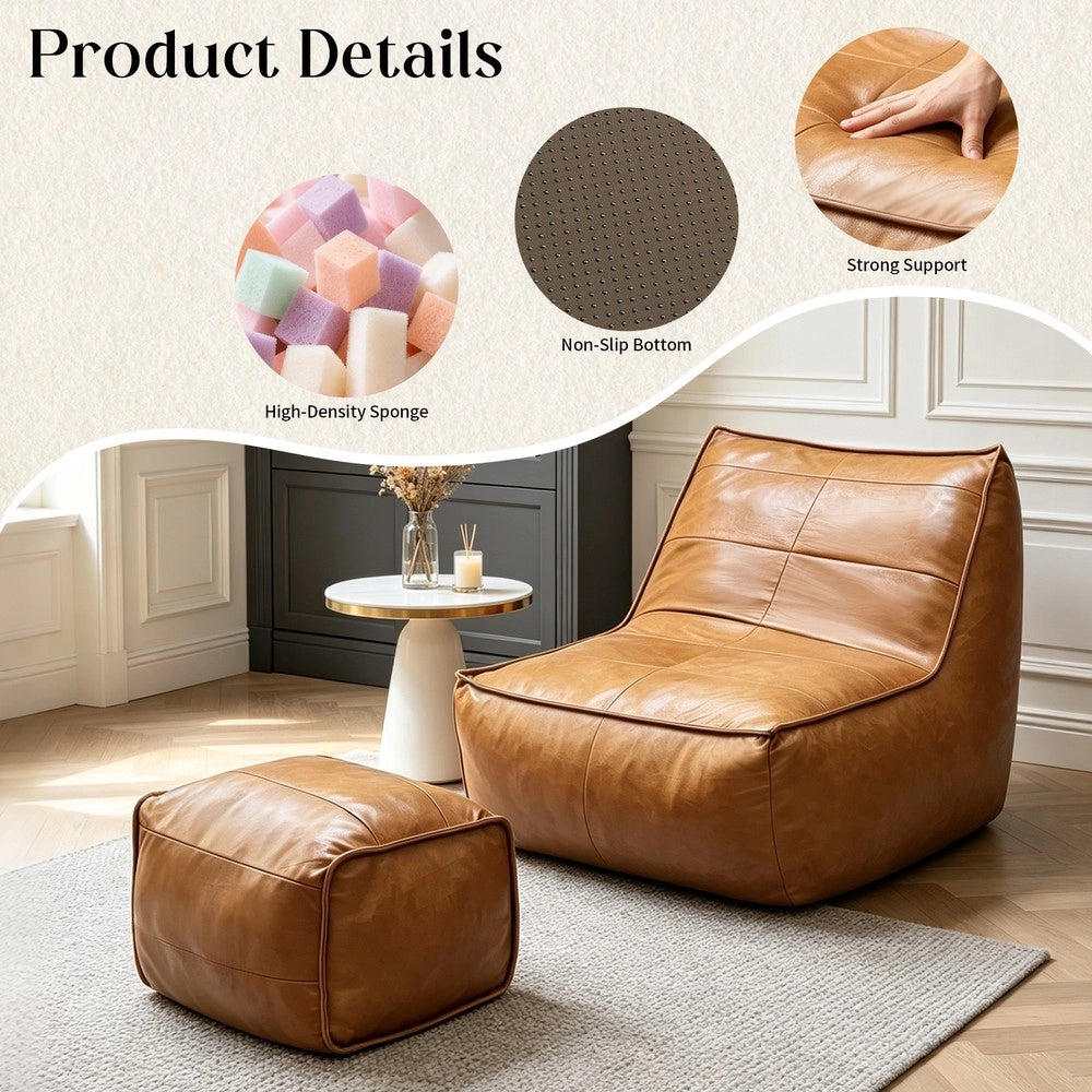 Divano Poltrona con Poggiapiedi ¨C Minimal ¨C Tessuto Similpelle