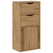 Mobiletto laterale classico dal fascino rustico con cassetti 40 x 24 x 79 cm pino massello finitura miele 02_0058044