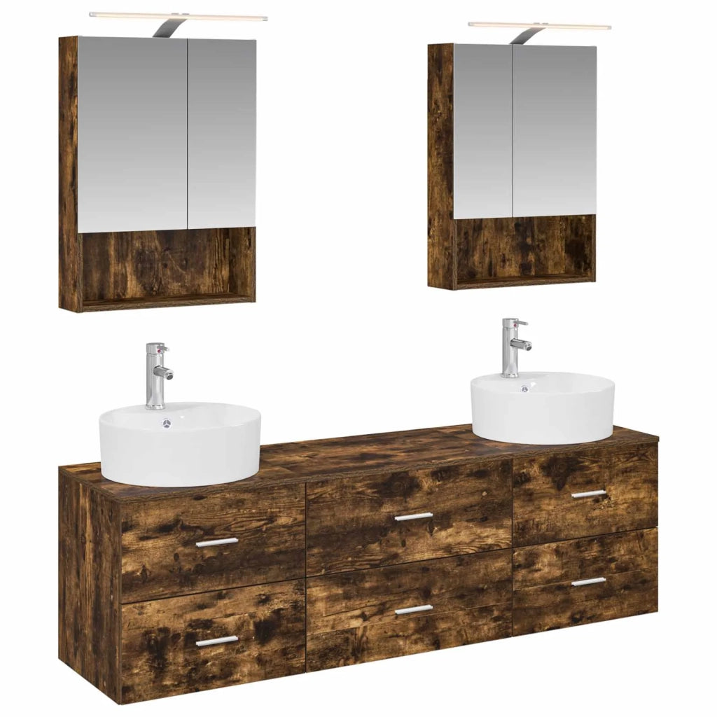 Set di mobili per il bagno 5 pcs Rovere Fumo 3406883