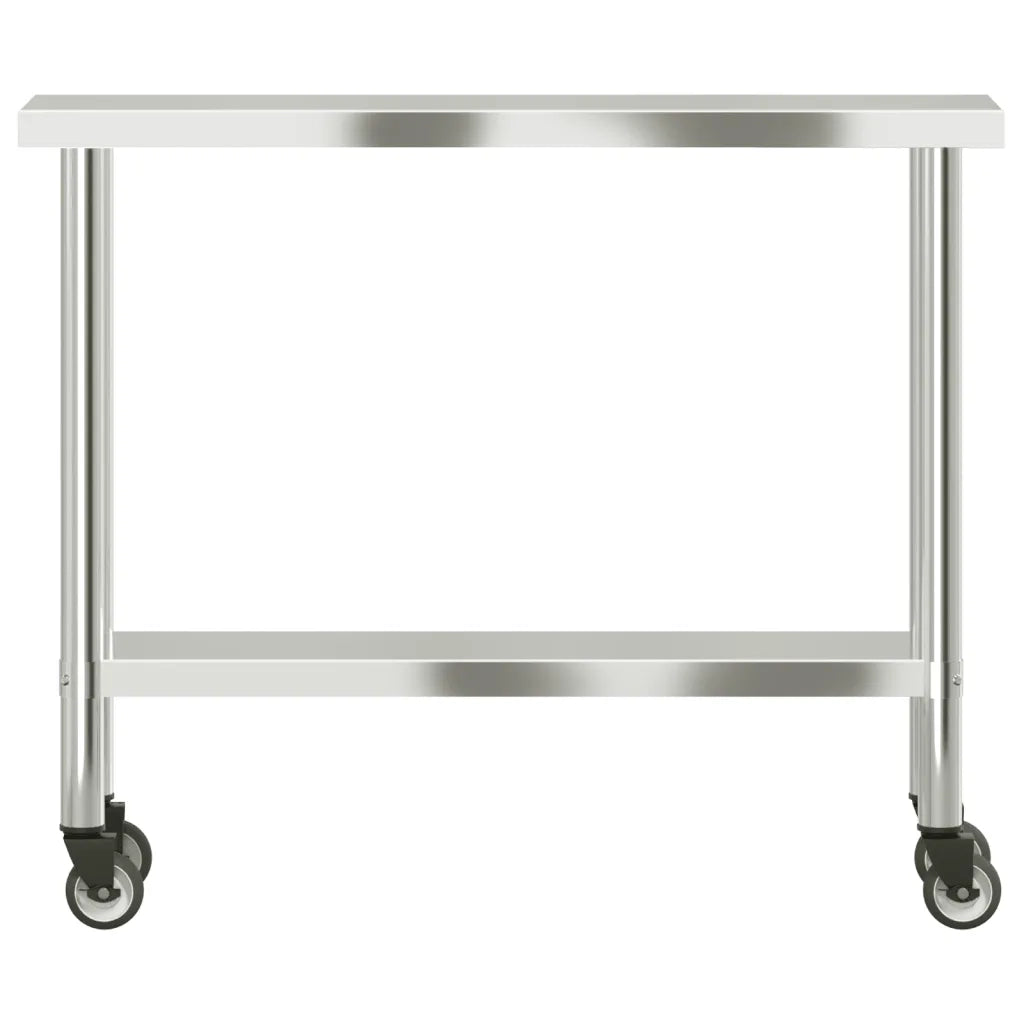 Tavolo da Lavoro Cucina con Ruote 110x30x85 cm in Acciaio Inox CFW7892794