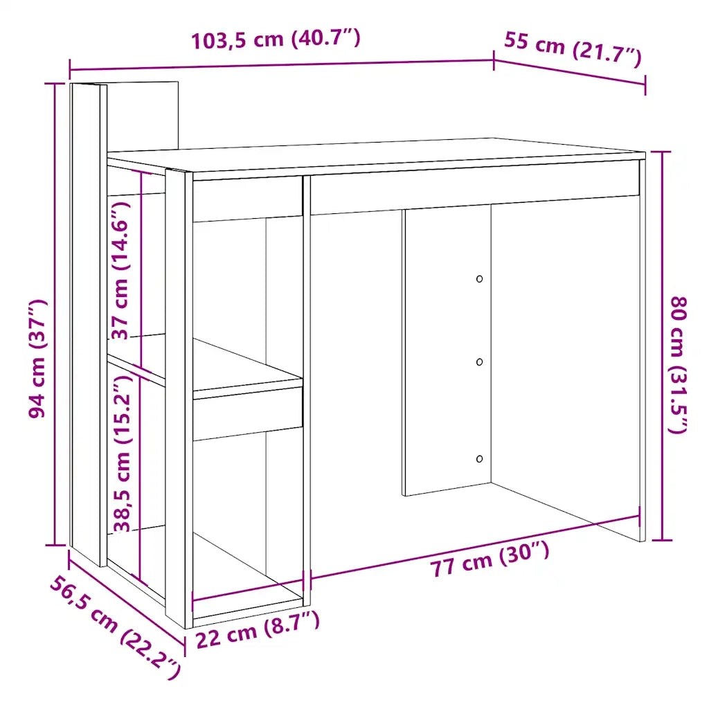 Scrivania | Tavolo da Ufficio Ufficio Nera 103,5x56,5x94 cm in Legno Multistrato