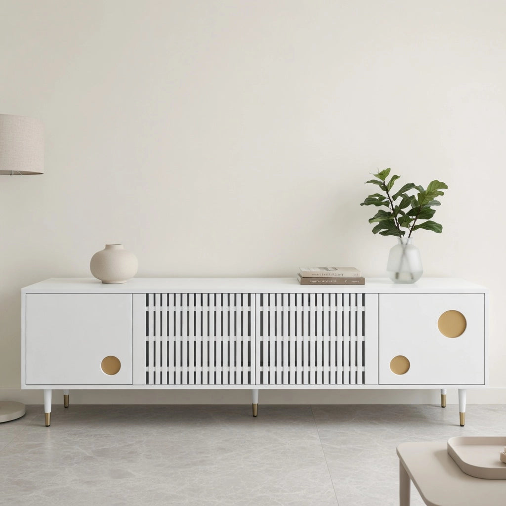Cassettiera per TV bianca in MDF lunghezza 170 cm