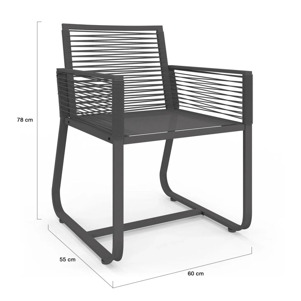IDMarket - Set di 2 poltrone da giardino ODESSA in metallo e corda grigia