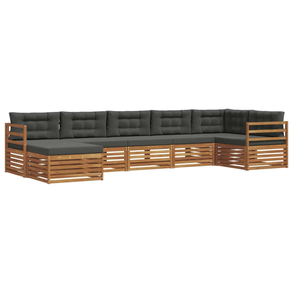 Set di divani da esterno con cuscino 7 pcs Naturale e Antracite