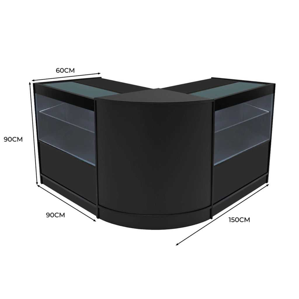 Set Banconi Nero Selene LED C900 CM60 con Serratura e Vetrina Espositiva