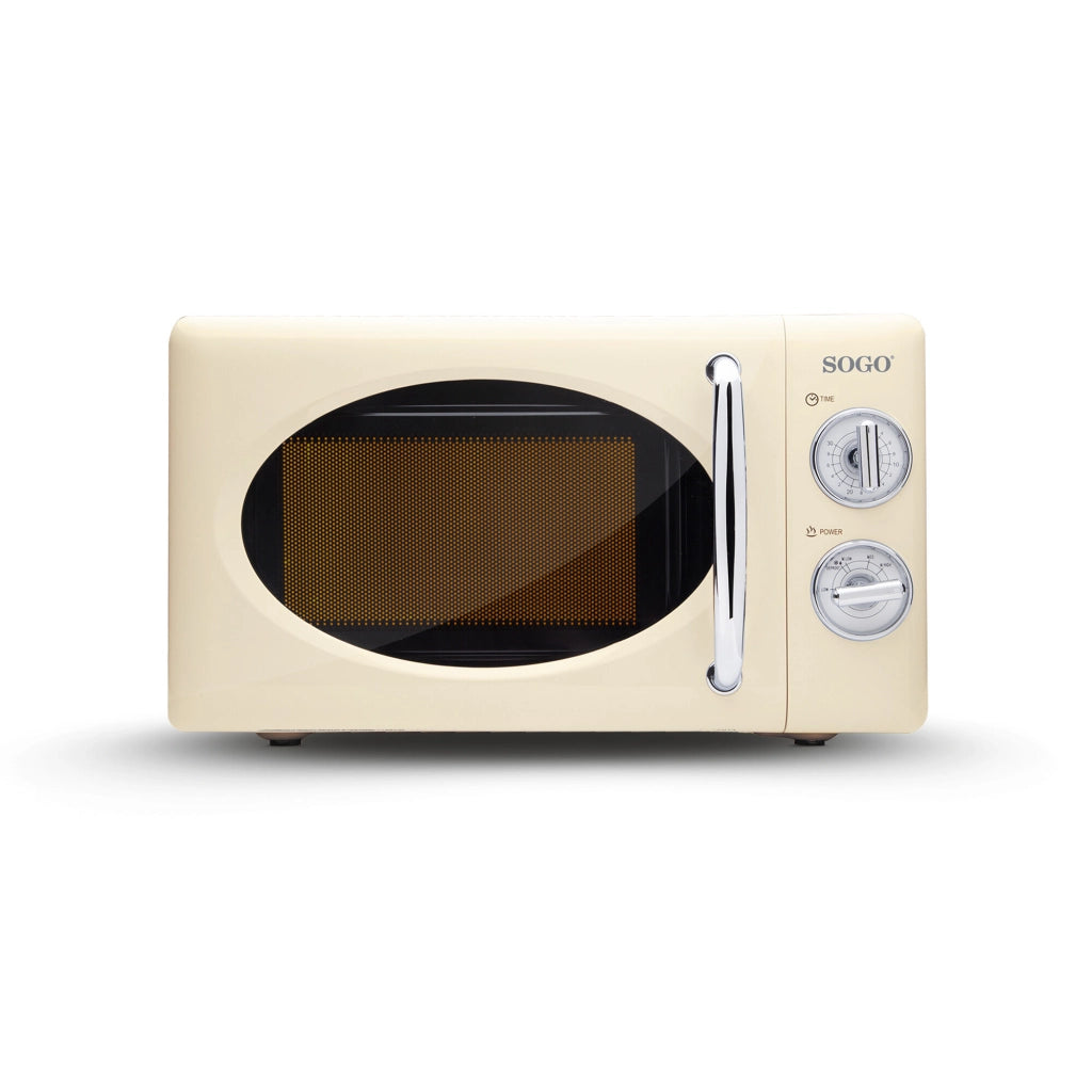 Forno microonde 20L 700W stile retrò, 5 livelli potenza con scongelamento e timer 30 min, piatto girevole 245 mm - Sogo