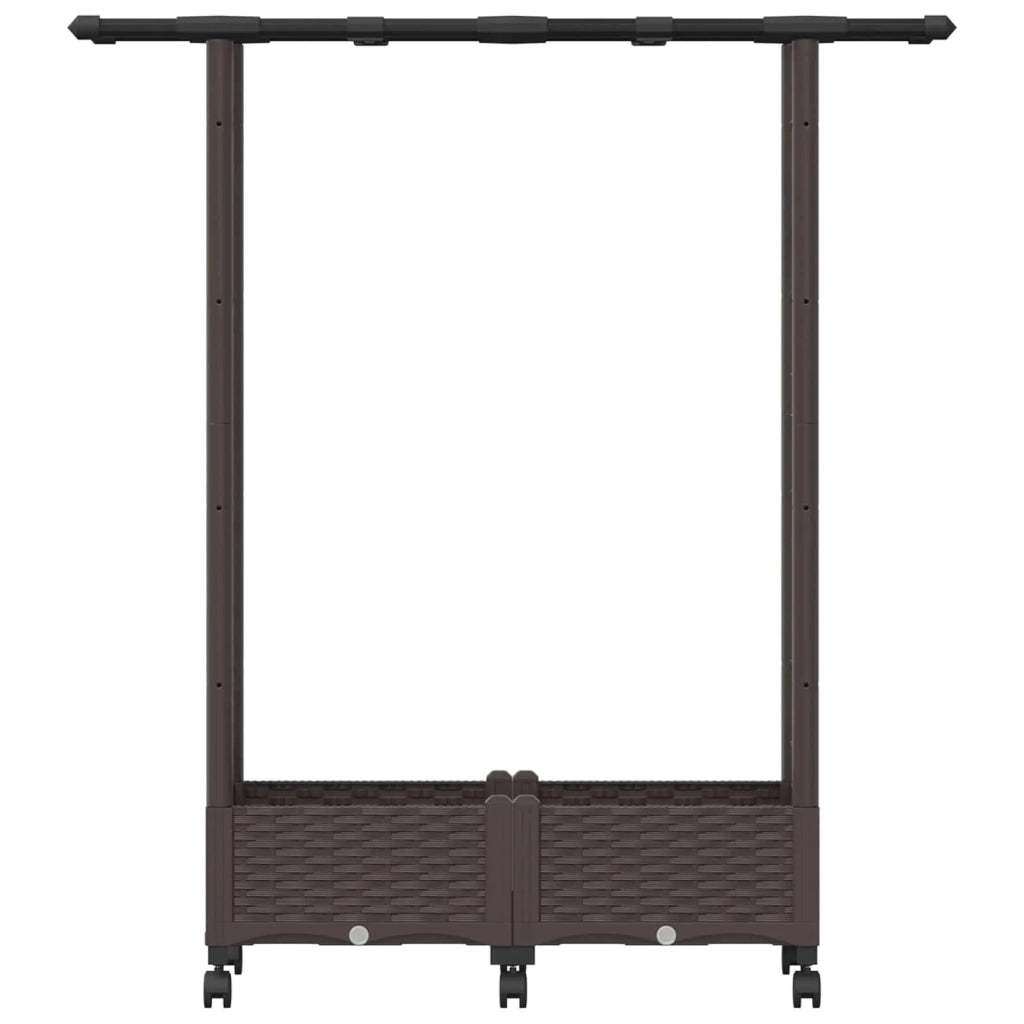 Letto Rialzato con Griglia e Tetto Marrone 122,5 x 40 x 127 cm 3423025