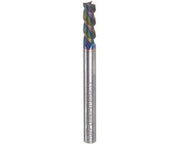 Fresatutto quadrato per metalli duri con rivestimento a carbone diamantato 4mm, 3 lame per alluminio, rame e metalli non ferrosi, con connessione 4mm.