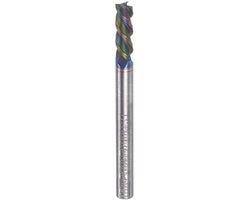 Fresatutto quadrato per metalli duri con rivestimento a carbone diamantato 4mm, 3 lame per alluminio, rame e metalli non ferrosi, con connessione 4mm.