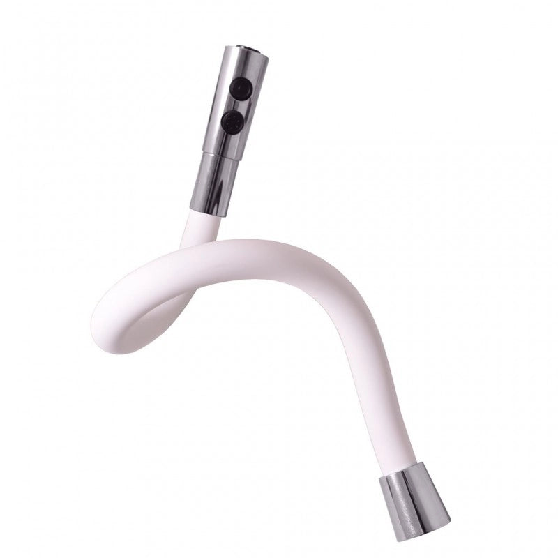 Miscelatore flessibile per lavello in memory foam con inverter AMUR in ottone cromato bianco