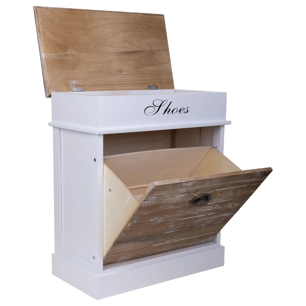 Scarpiera in legno bianco 50x28x58h