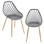 Set Warschau di 2 Sedie da Sala a Scocca Unica in Plastica - Grigio / Effetto Faggio [en.casa]