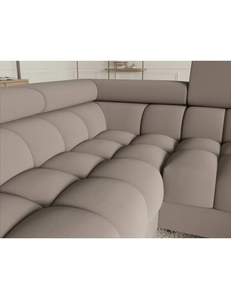 Divano panoramico convertibile FACTORY 3 posti beige – angolo sinistro con vano contenitore – versione 2