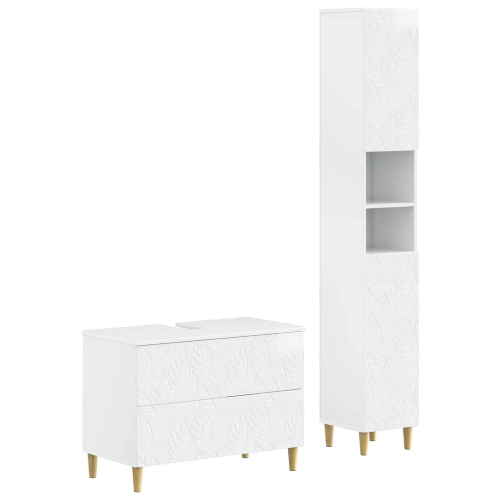 Set di Armadi da Bagno da 2 Pezzi DELFT Bianco Lucido 3417544