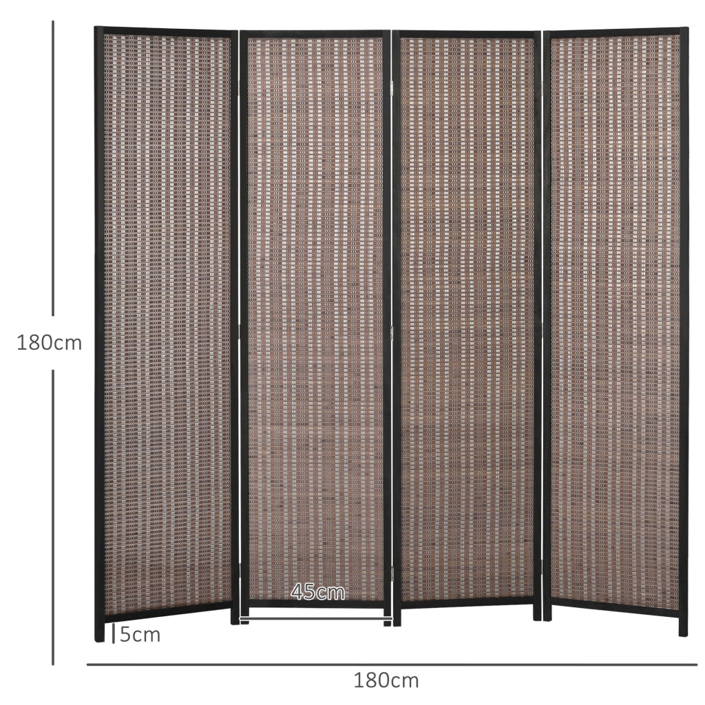 Paravento a 4 pannelli in legno separatore di ambiente pieghevole ¨C zephmum ¨C marrone 180x180 cm