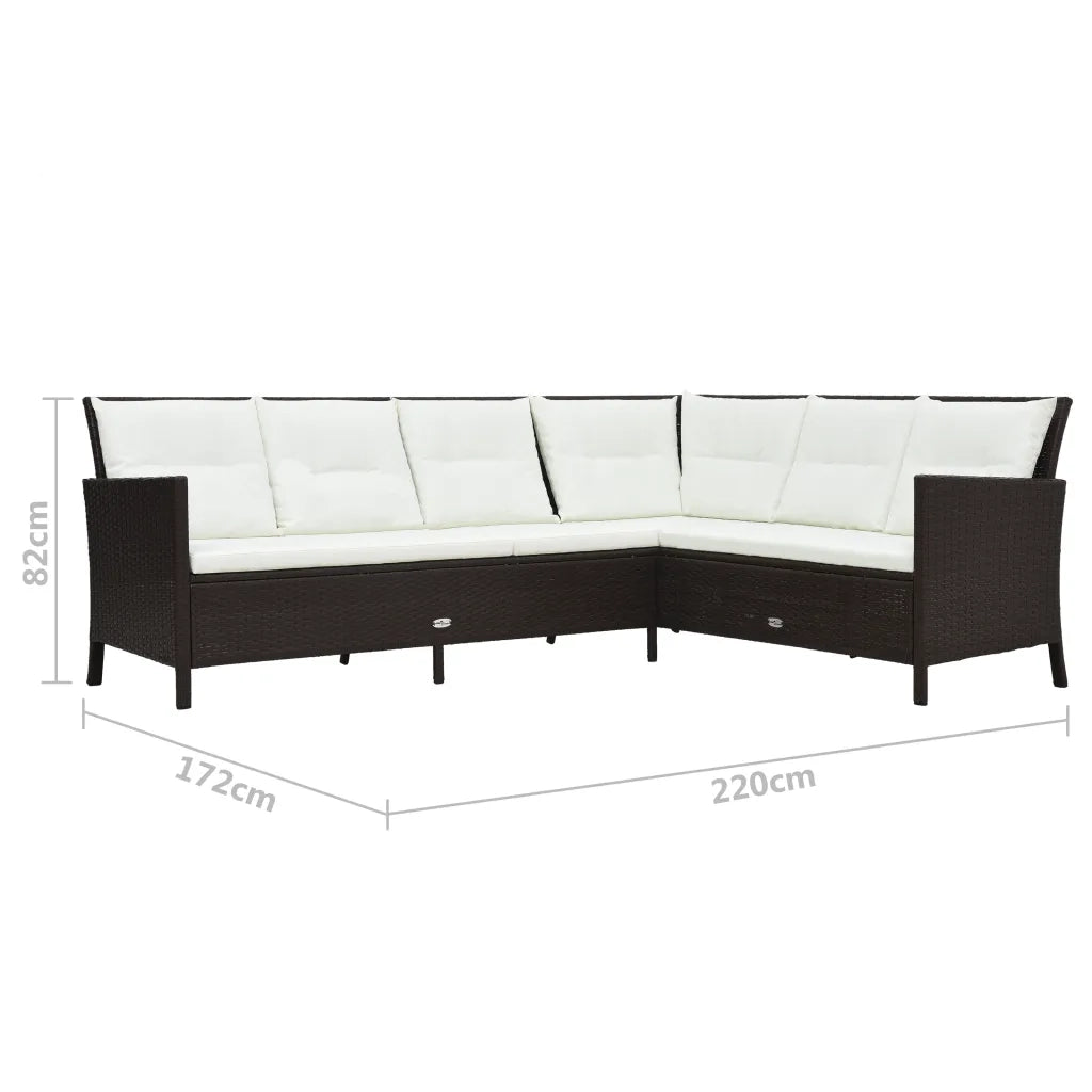 Set Divani da Giardino 3 pz con Cuscini in Polyrattan Marrone cod mxl 34829