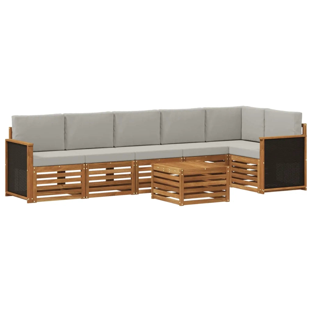 Set divano sezionale con cuscino 6 pcs Naturale e Grigio Chiaro 3384432