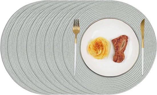 Piatti da tavola rotondi grigi 8 pezzi Piatti da tavola lavabili 34cm Piatti da tavola resistenti al calore per cucina e sala da pranzo