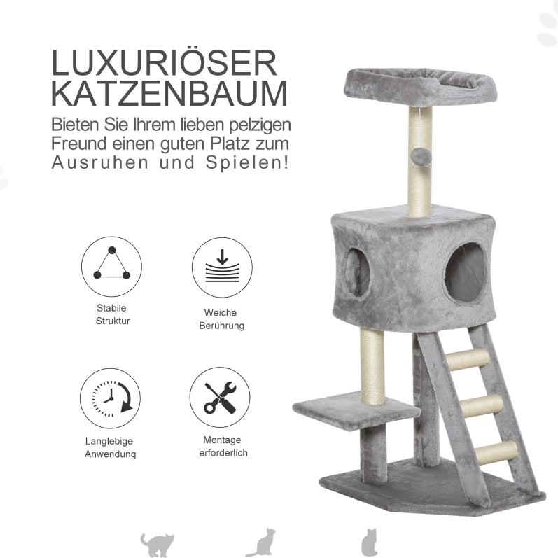Tiragraffi multilivello per gatti 120 cm grigio chiaro