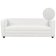 Divano a 3 posti rivestito in tessuto poliestere bouclè bianco sporco design moderno