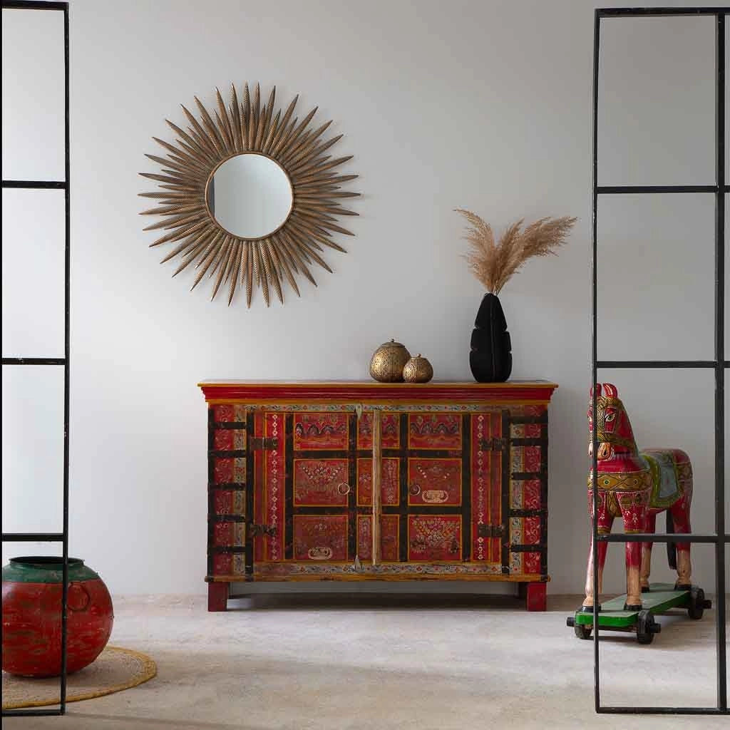 Cavallo decorativo in legno dipinto artigianalmente 86x36x96